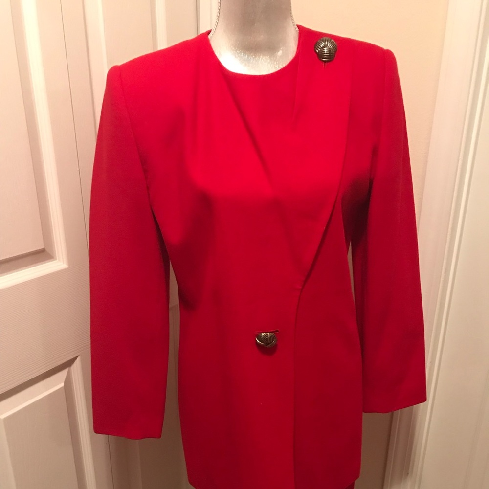 Red two piece suit